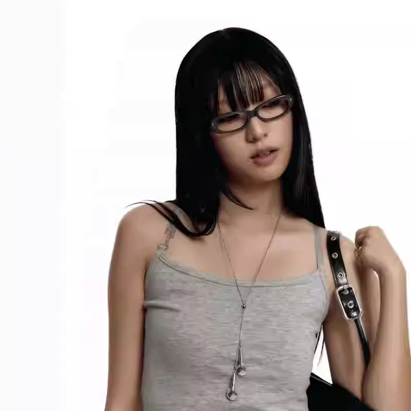 Silver Earphone Pendant Long Necklace