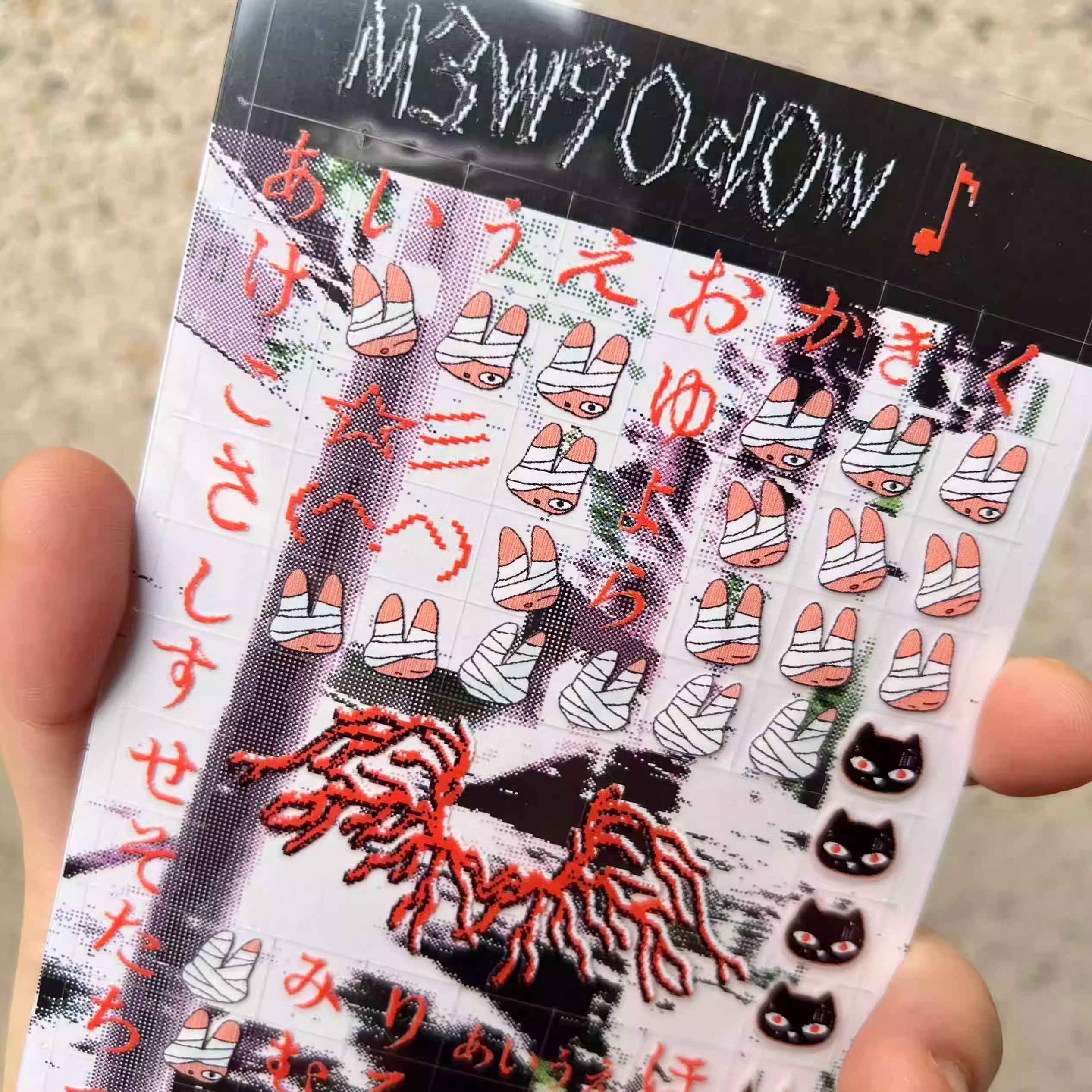 mewgodow Creepy Pixel Kana Stickers