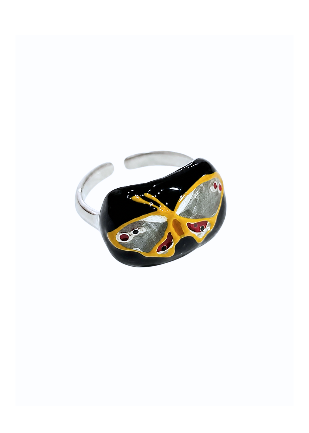 Black Amber Butterfly Ring