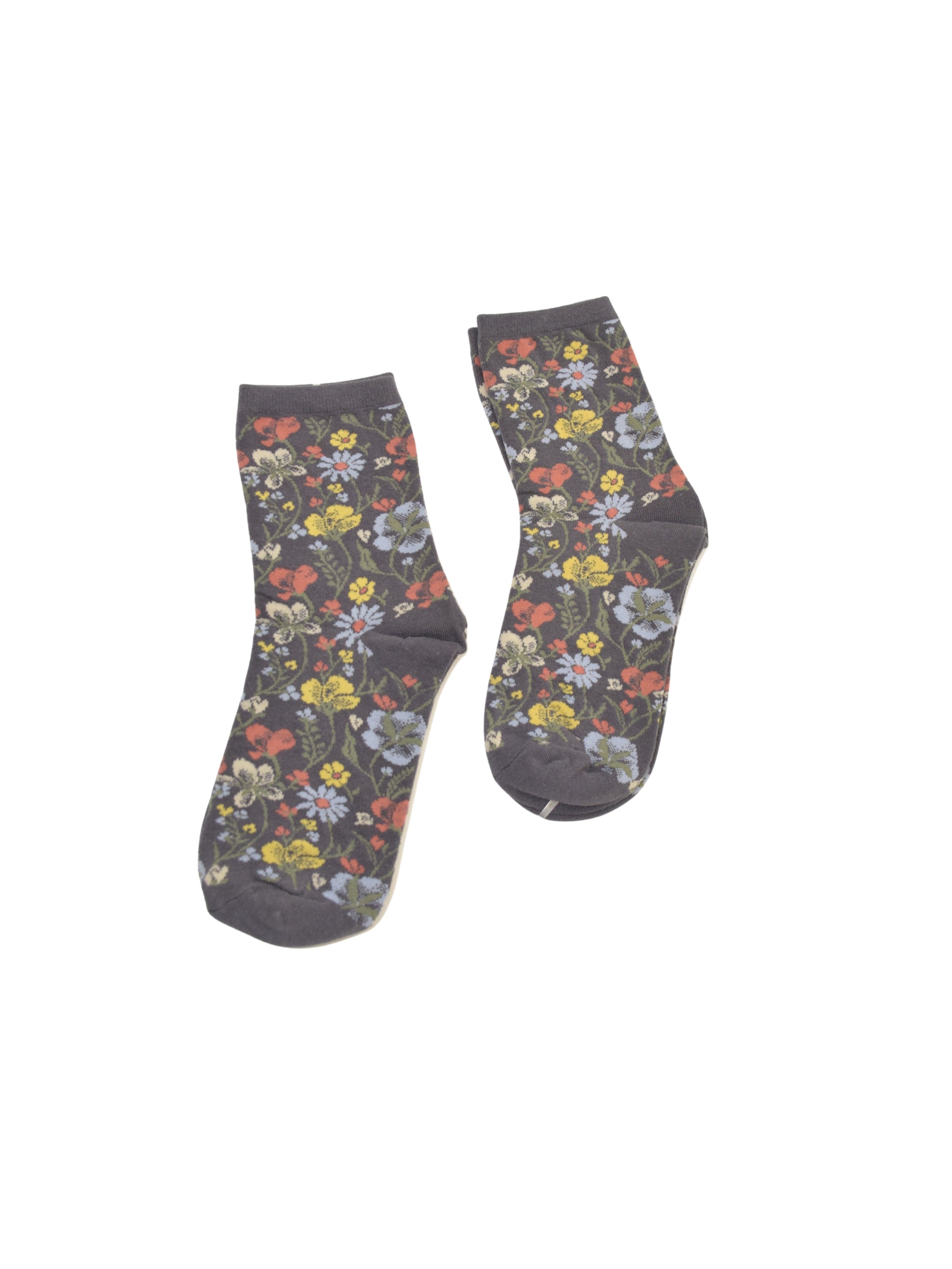 Dark Floral Knit Mid-Calf Socks