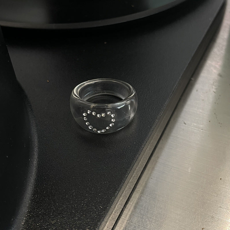 Clear Heart Resin Ring