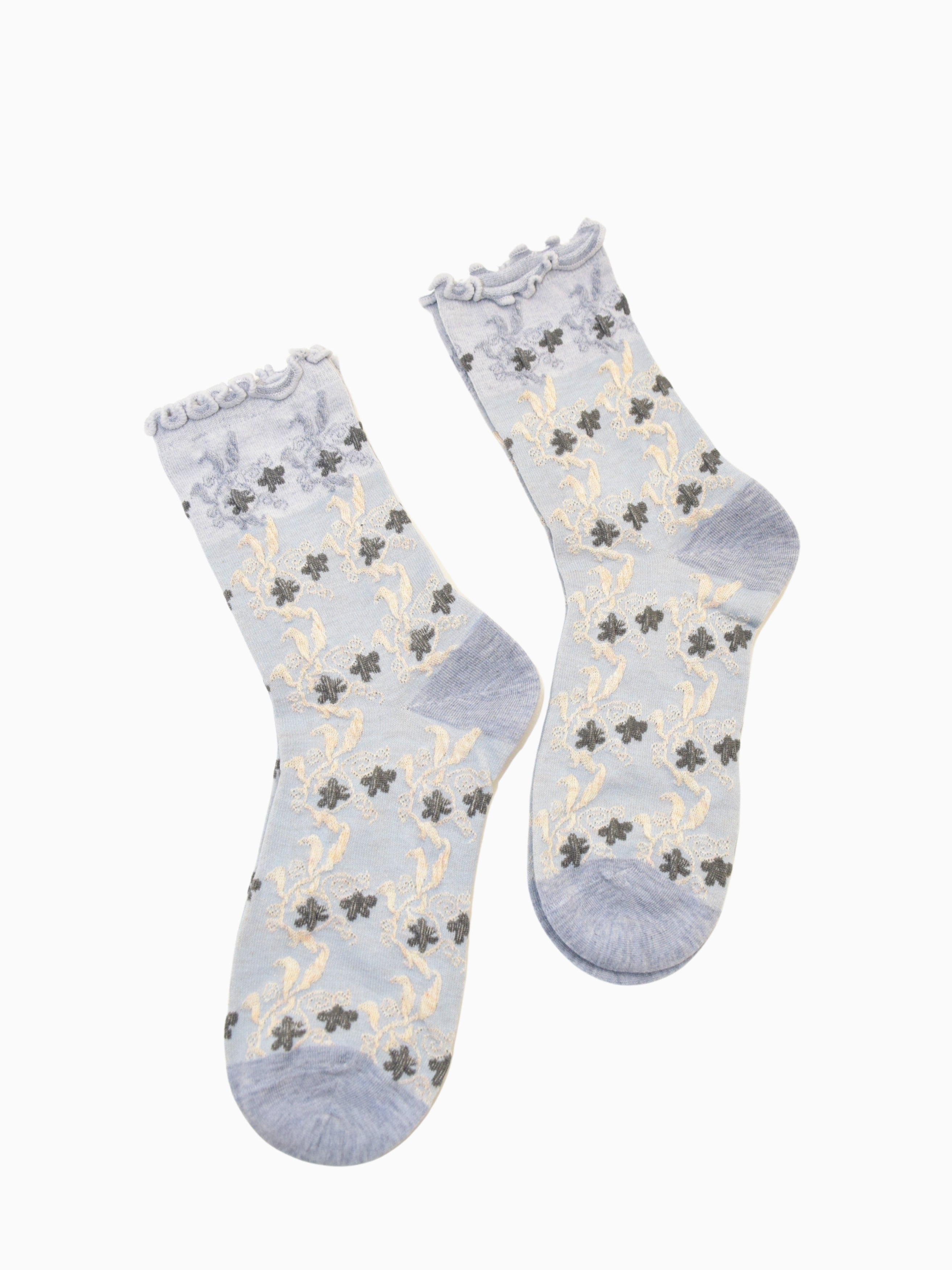 Textured Floral Mid-Calf Socks