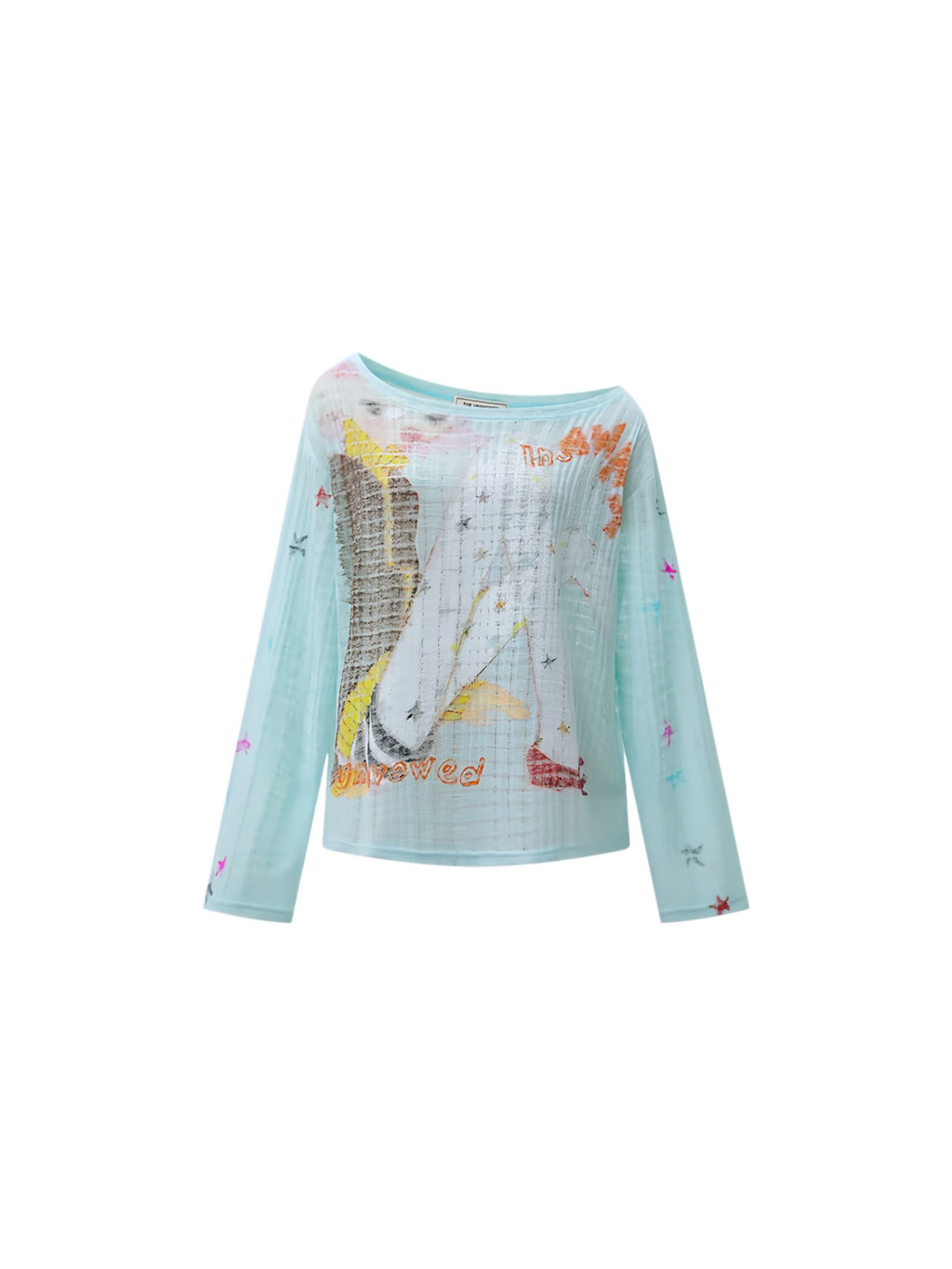 Aqua Sketch Mesh Top