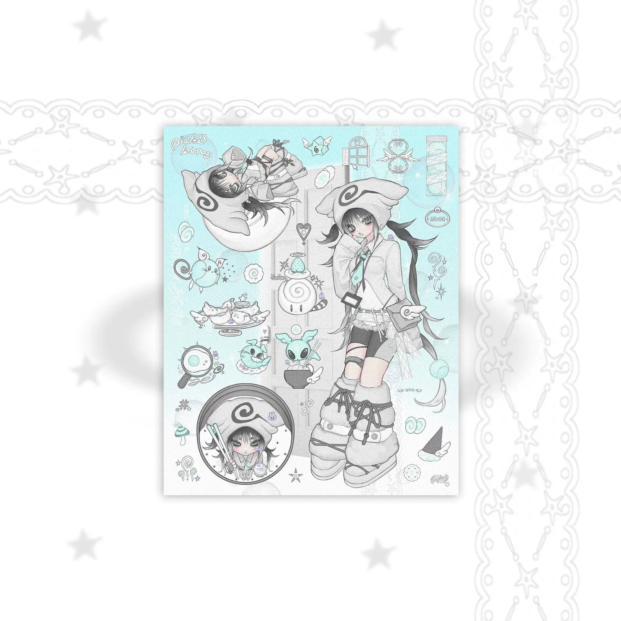 Pickybone Noodle Roll House Sticker