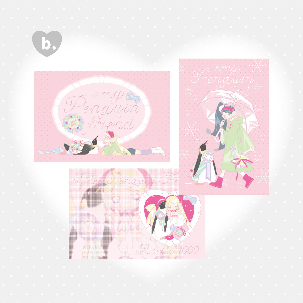 PiPOOxAFU Penguin Pals postcard set