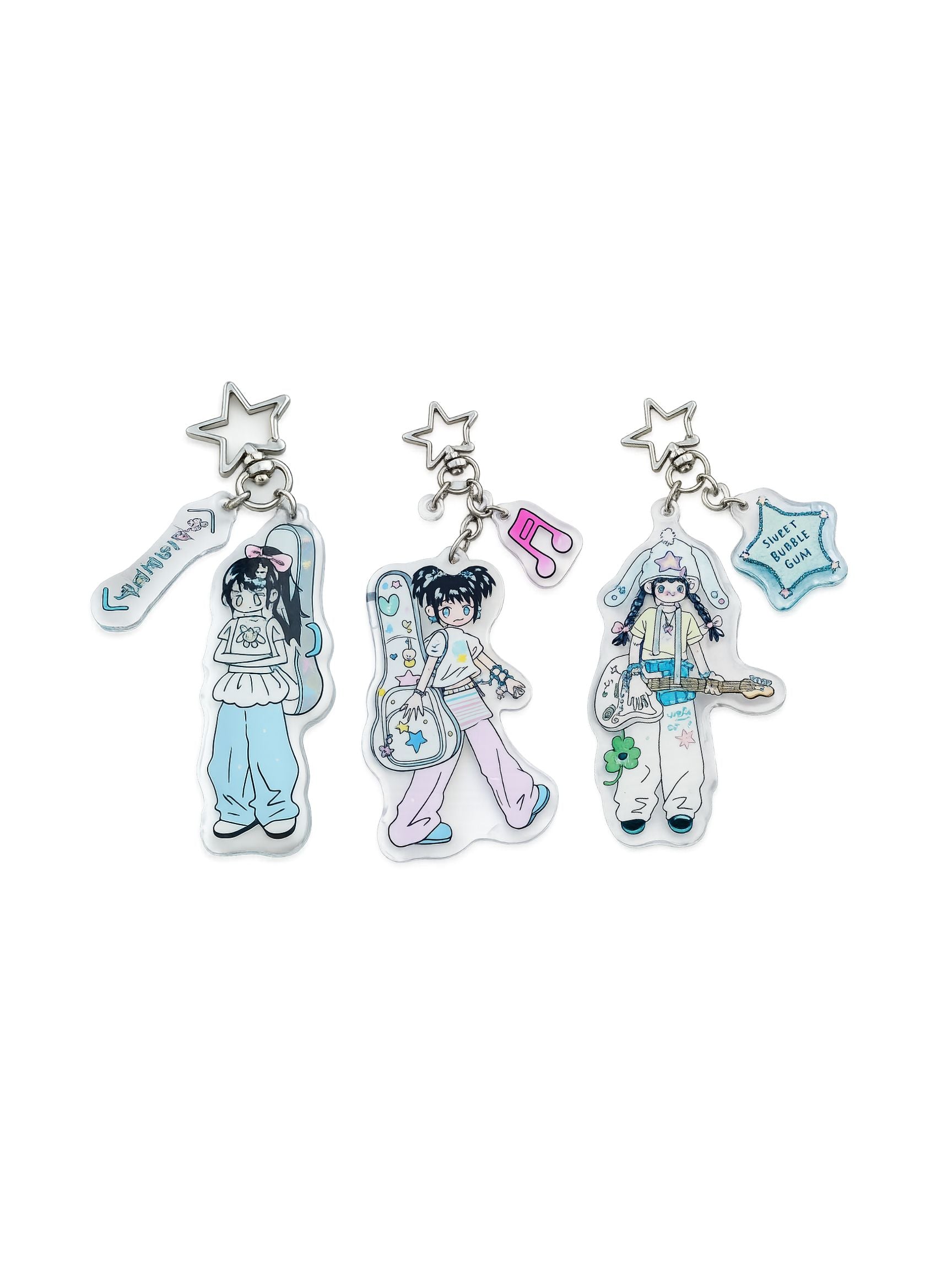 Guitar Girl Acrylic Bag Keychain