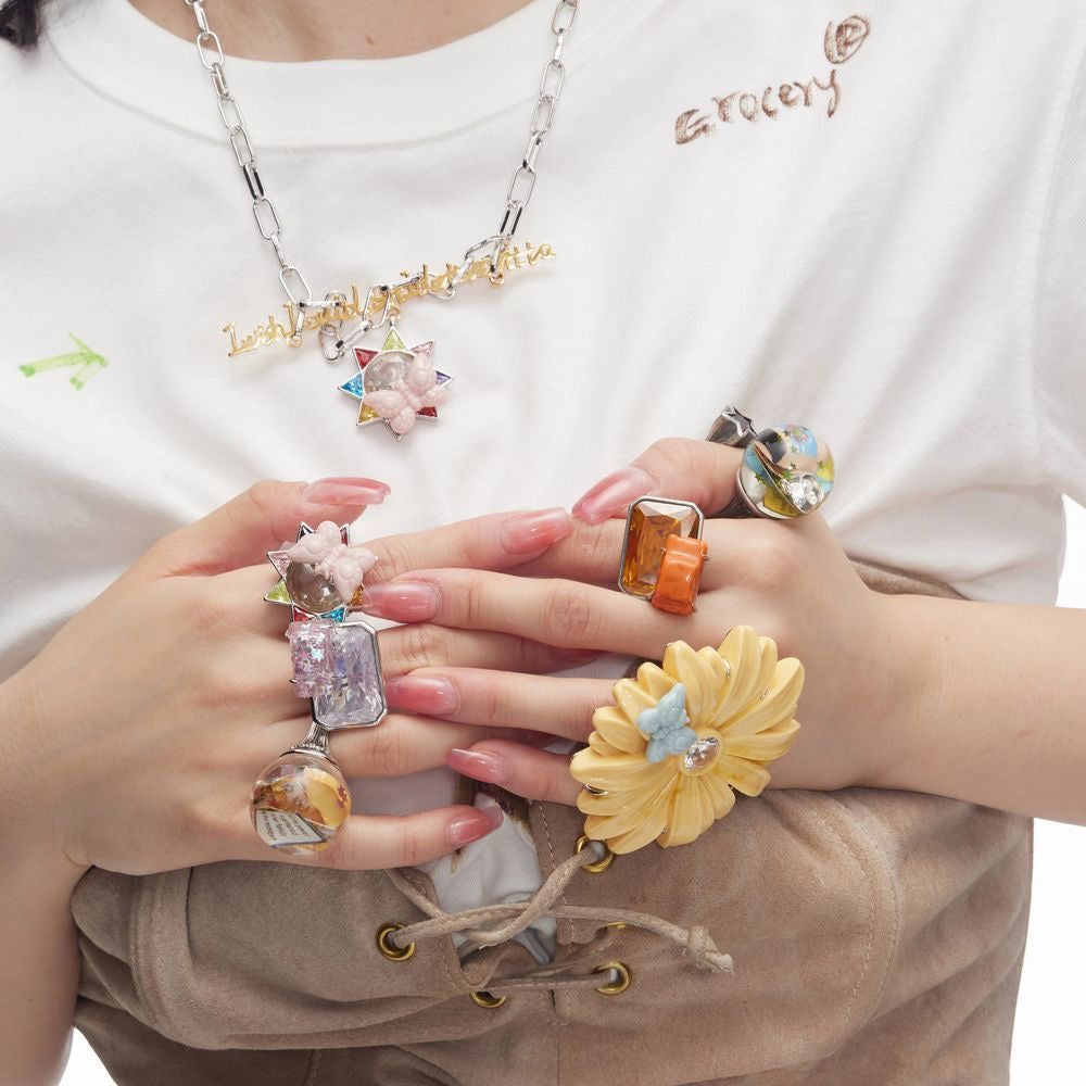 Comic Shard Amber Dome Ring