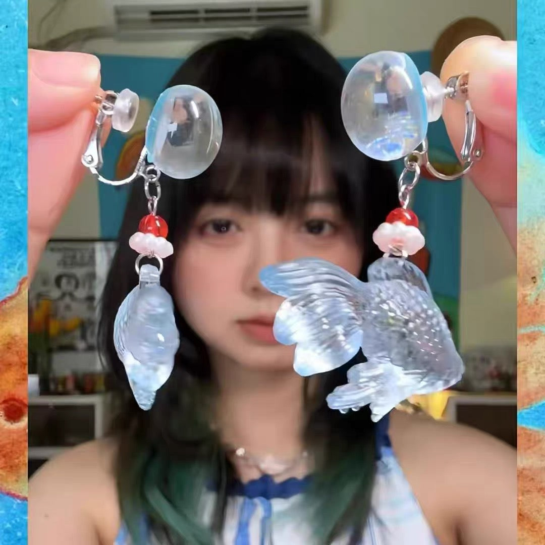 Sky Blue Koi Pearl Earrings