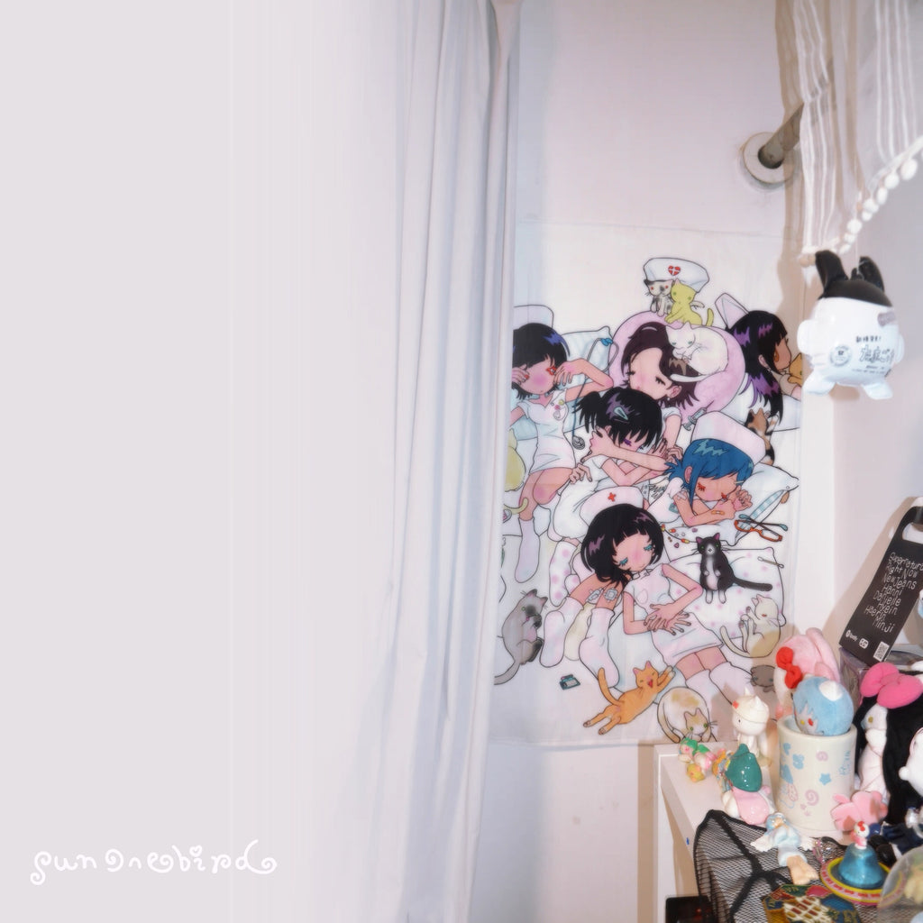 sunonebird Nurses & Cat Tapestry