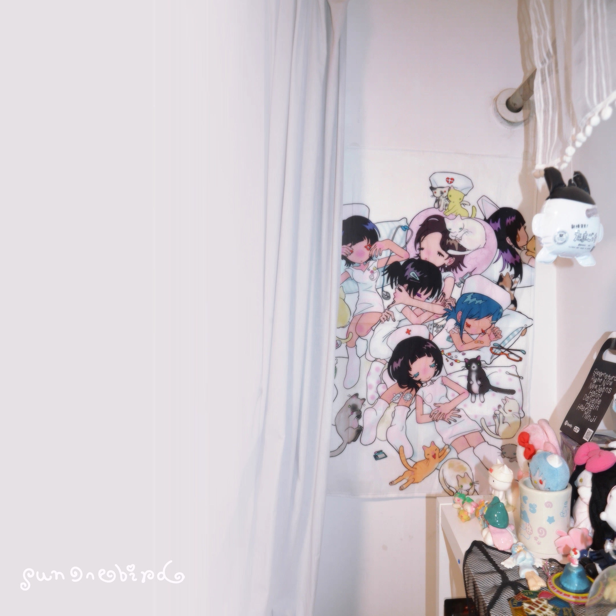 sunonebird Nurses & Cat Tapestry