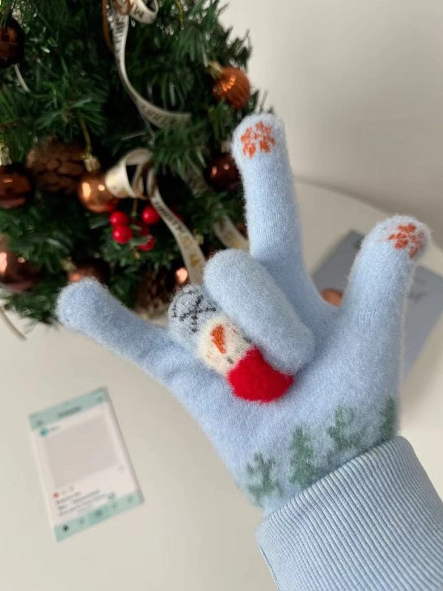 Snowman Knit Touchscreen Gloves