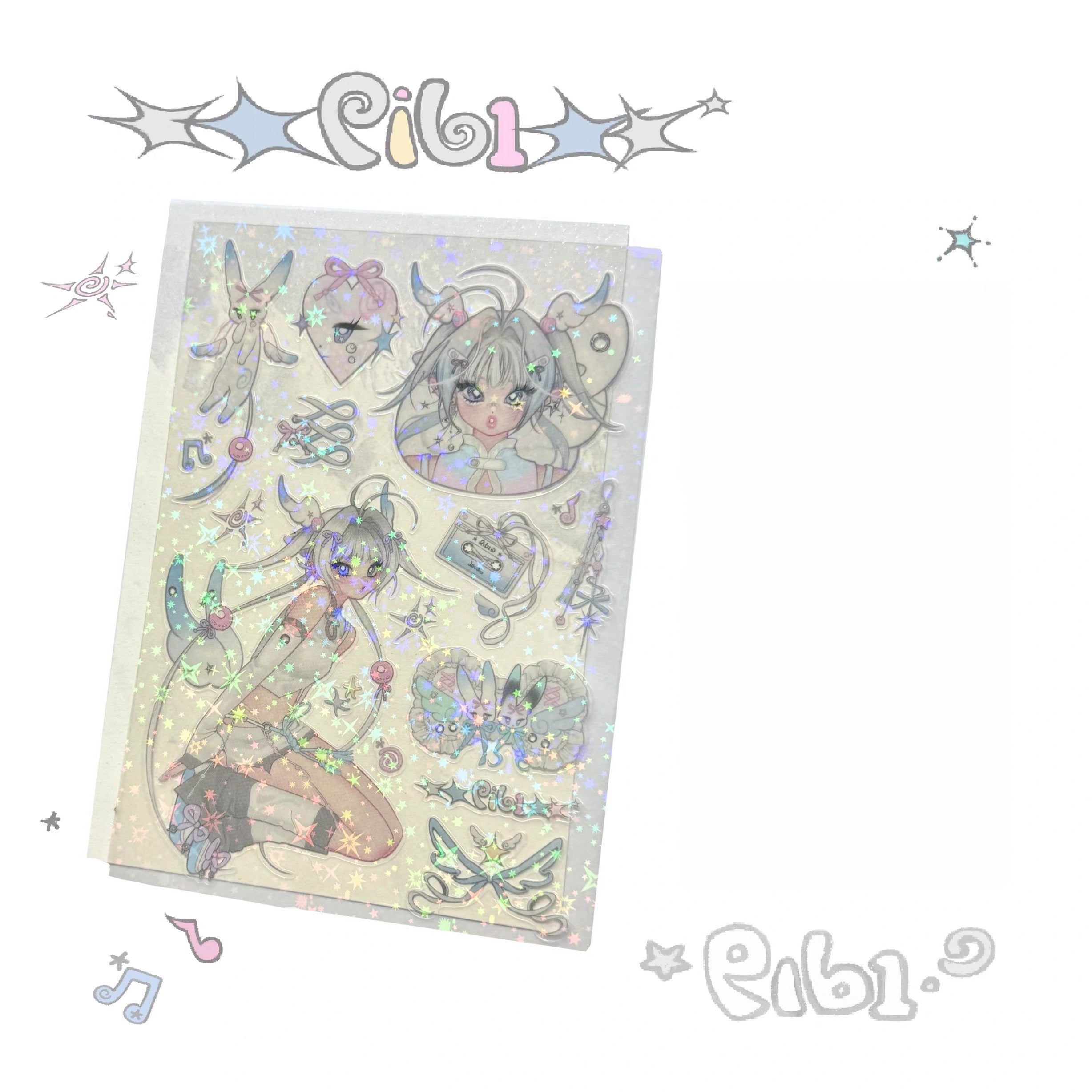 pickybone Angelstar Twins Winged Bunny Sticker