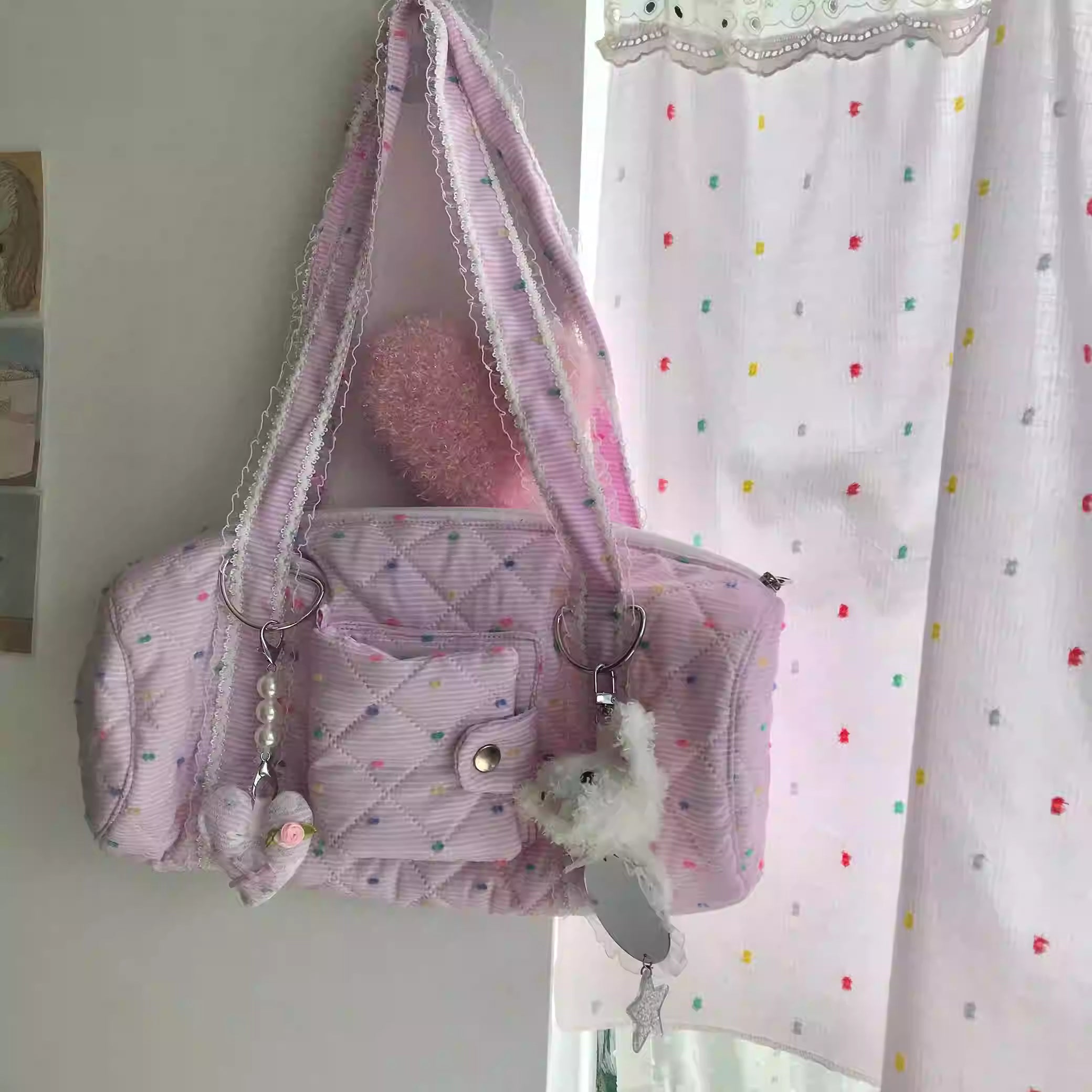CUTE OOU Candy Polka Dot Flip Polaroid Underarm Bag
