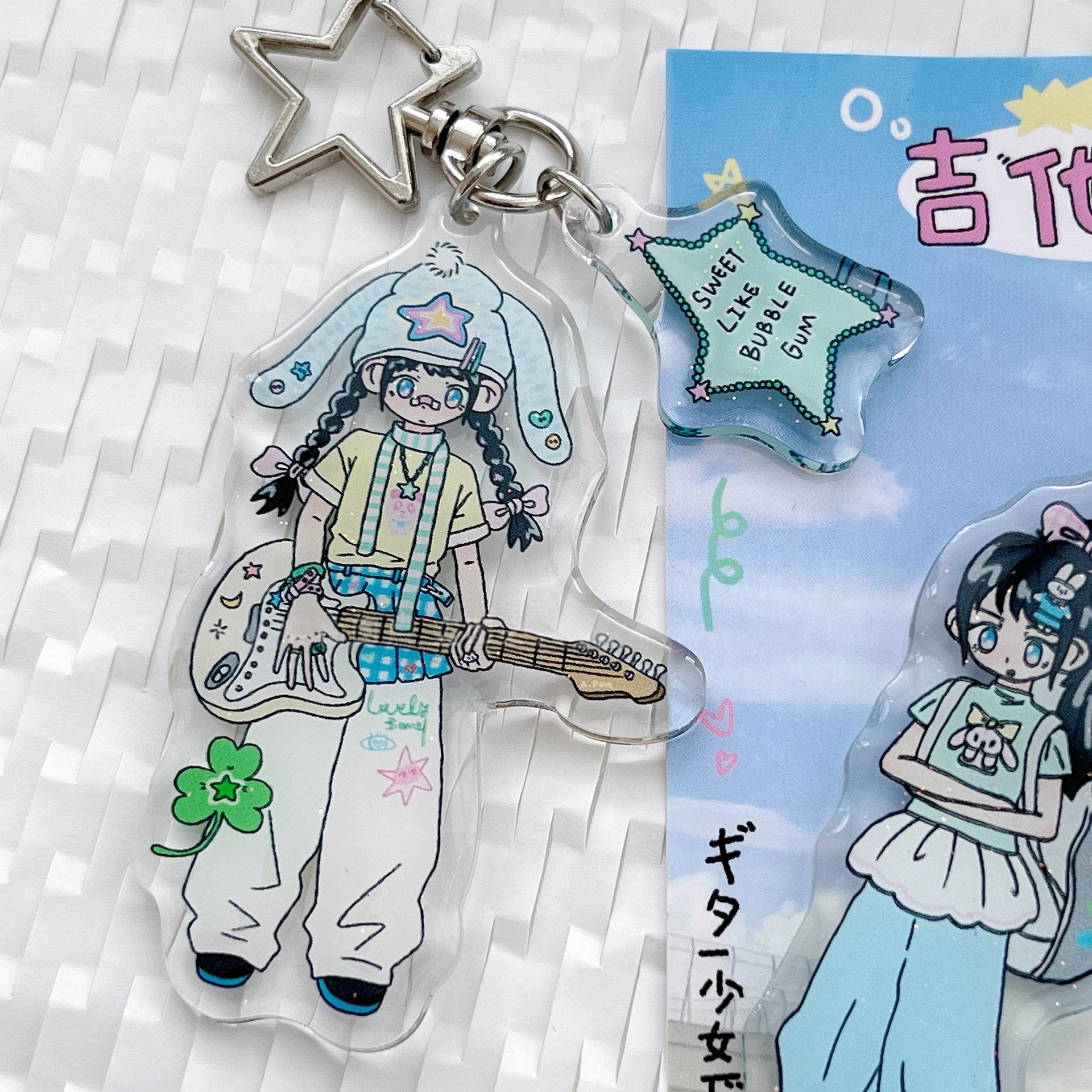 Guitar Girl Acrylic Bag Keychain