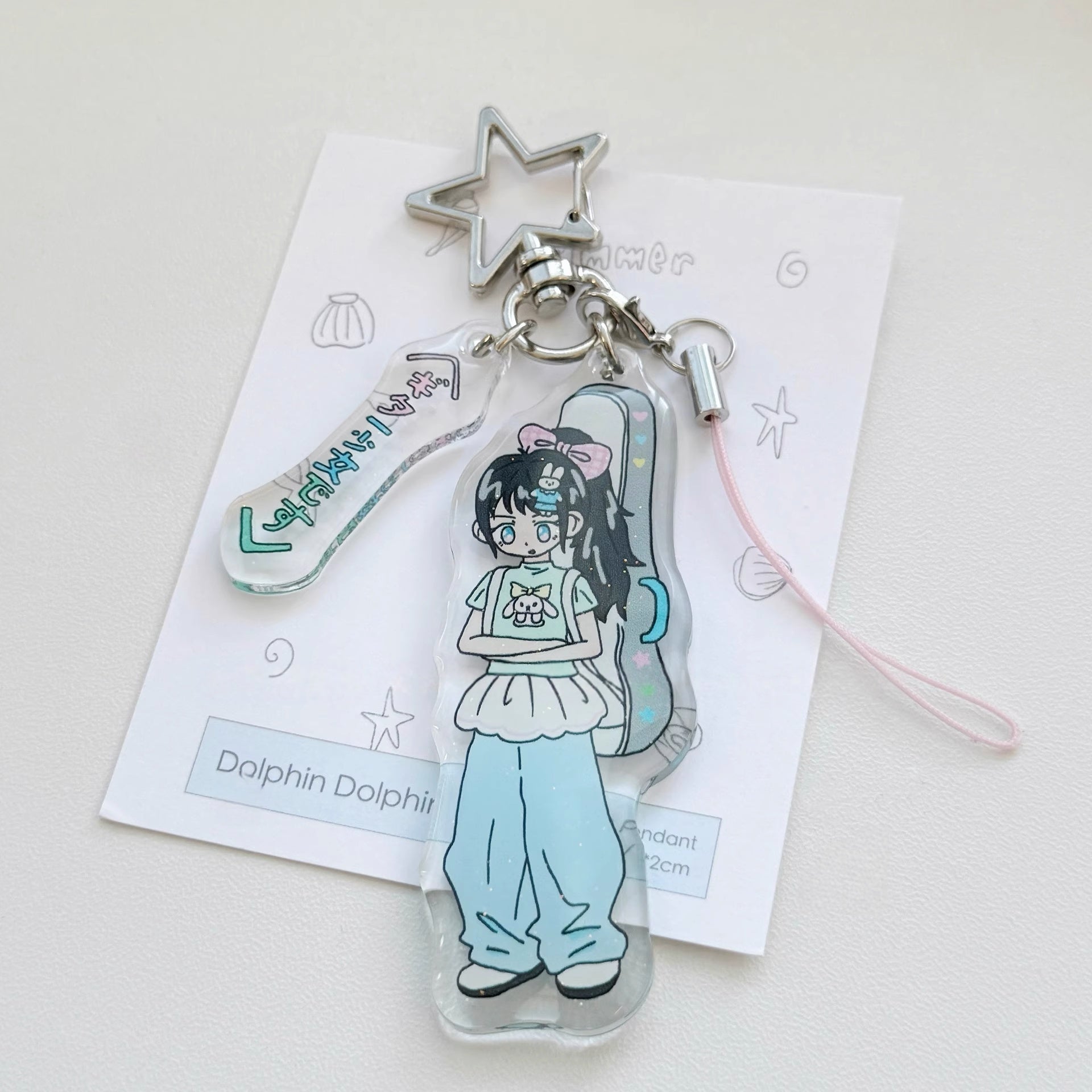 Guitar Girl Acrylic Bag Keychain