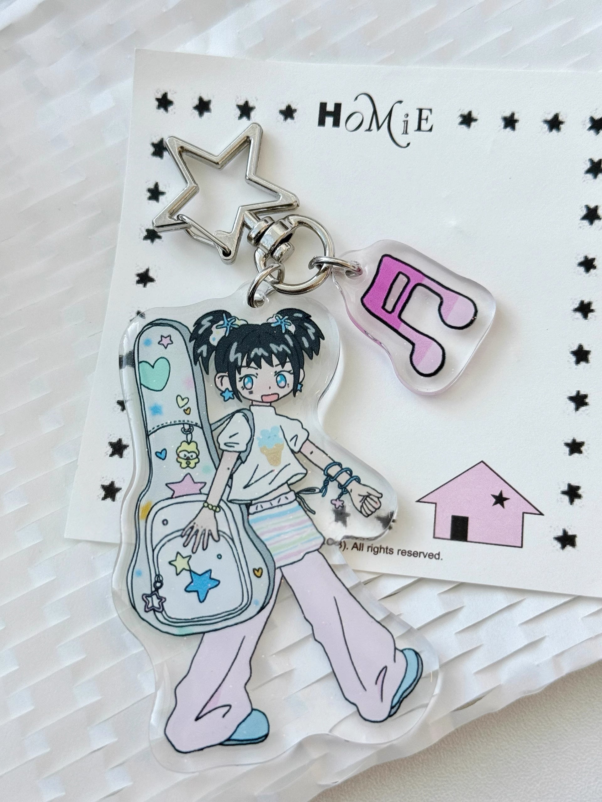 Guitar Girl Acrylic Bag Keychain