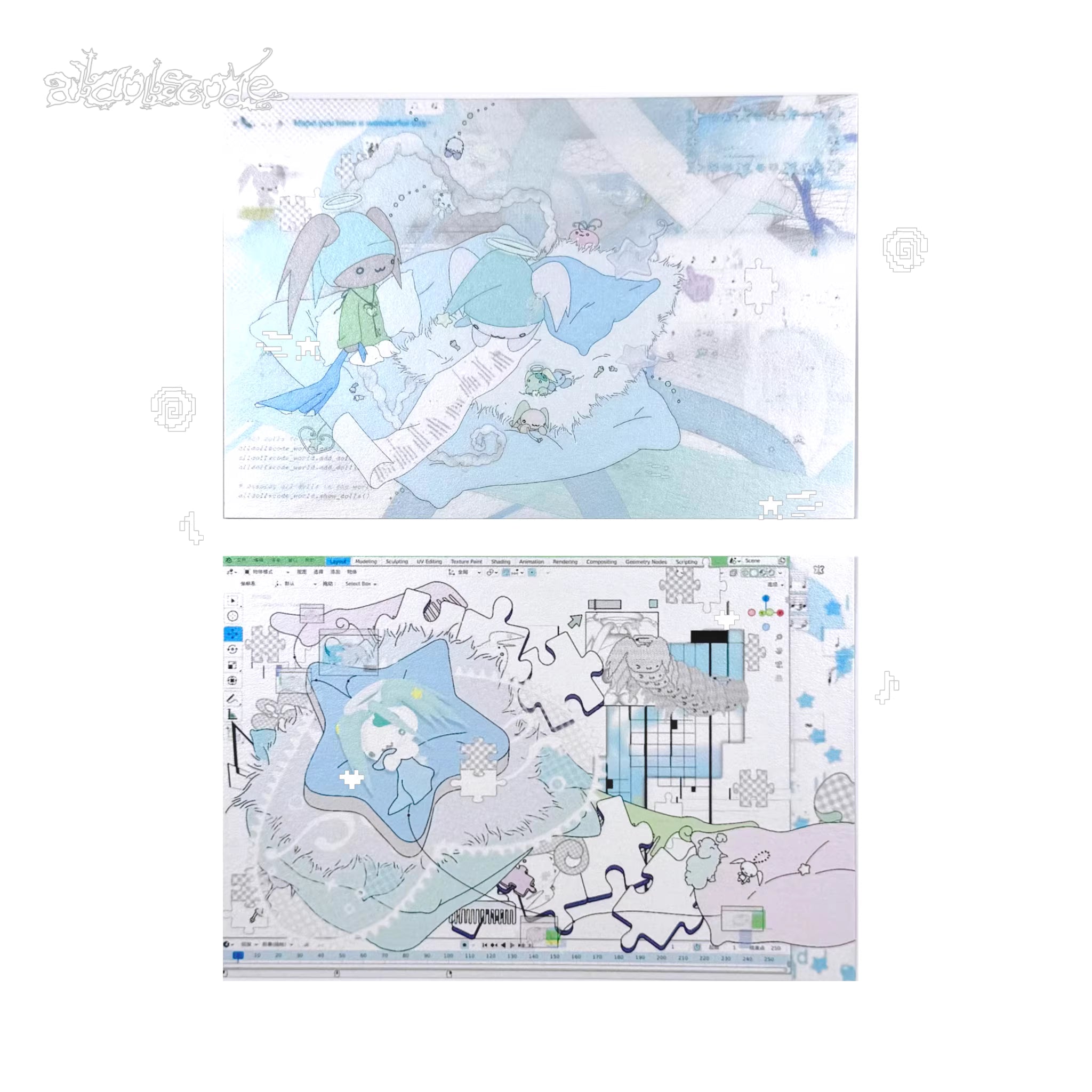 alldollscode Illustrated postcards