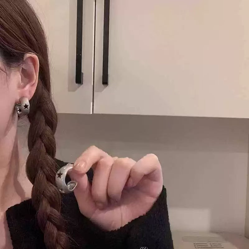 Charcoal Star Hoops